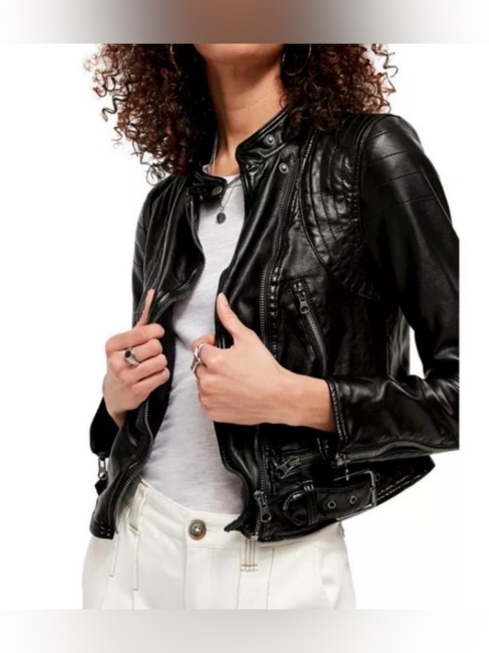 Free People Heartbreaker Faux-Leather Moto Jacket vegan biker jacket